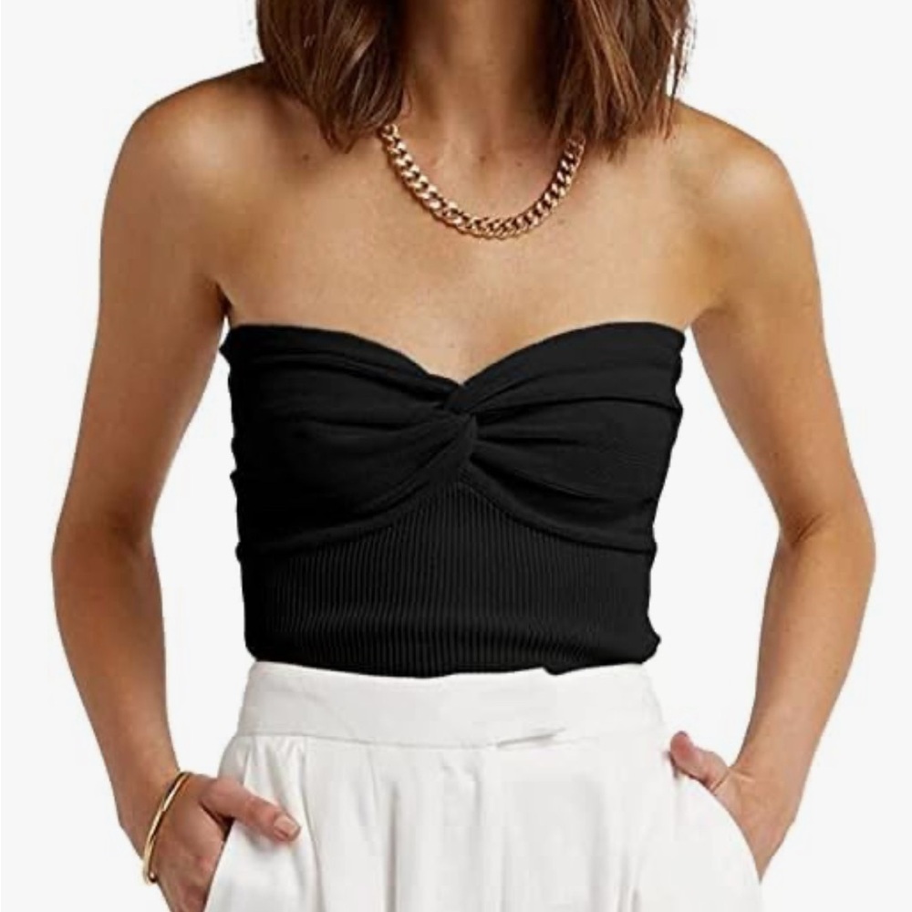 Black and White Sleeveless Bustier Crop Top